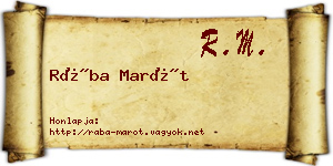 Rába Marót névjegykártya